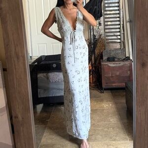 Beautiful FORE Backless Gray Floral Maxi Sz:M